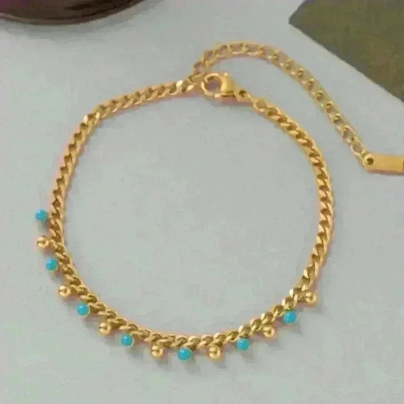 Turquoise Charm 18k Gold Filled Bracelet